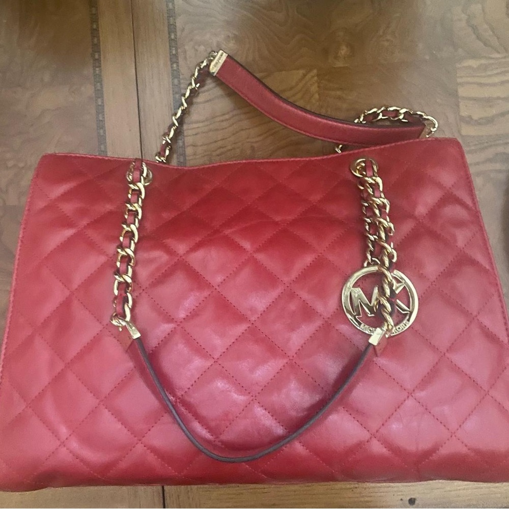 Michael Kors Red Quilted Shoulder Bag